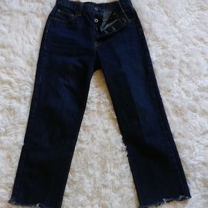 CARMAR HIGH WAIST BUTTON FLY STRAIGHT LEG CAPRI RAW HEM 100% COTTON JEAN SIZE 24